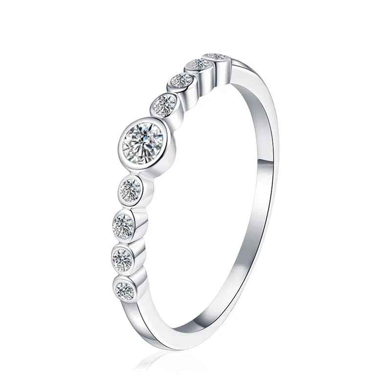 Full Moissanite Ring Engagement Rings for Women 925 Sterling Silver with White Gold Plated Wedding Promise Eternity Band
