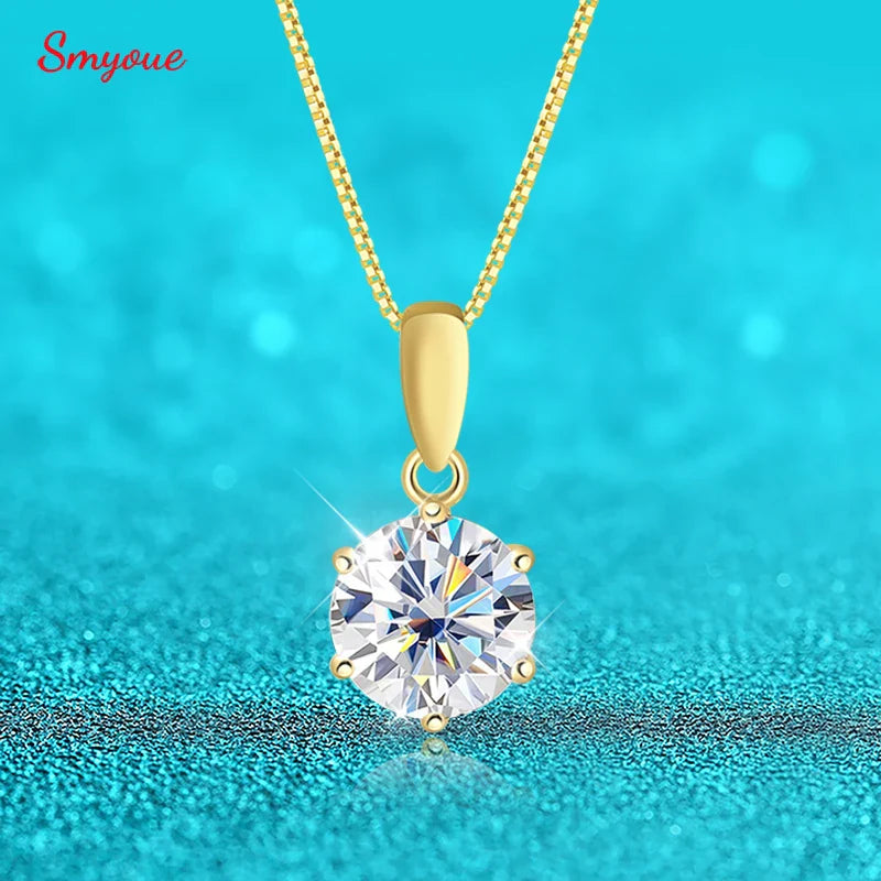 1CT 2CT D Color Moissanite Necklace for Women Flawless Sparkly Simulated Diamond Pendant Sterling Silver 925 Jewelry GRA
