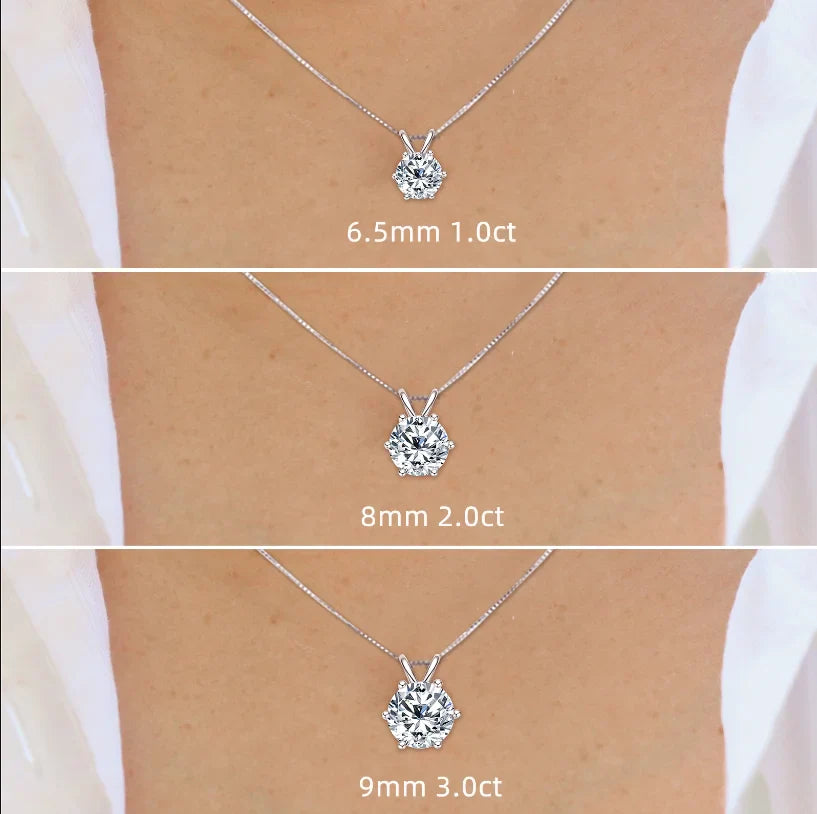 Certified 0.5ct–5ct Moissanite Necklace Sparkling Solitaire Lab-Grown Diamond Pendant Necklaces for Women Daily Jewelry