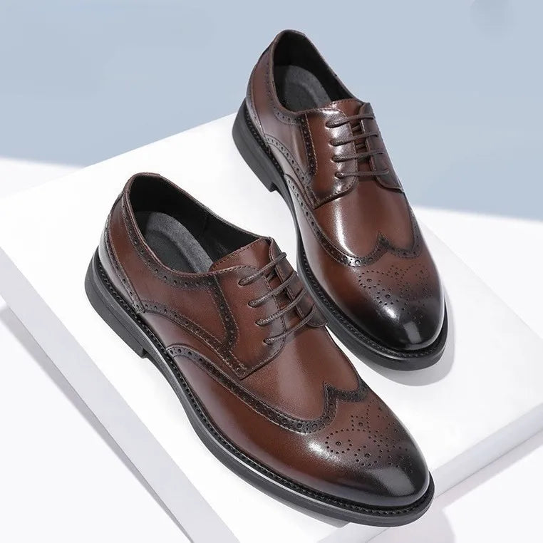 British Style Shoes PU Leather Business Formal Lace Up Oxfords Footwear Loafers Breathable Comfort Wedding Shoes
