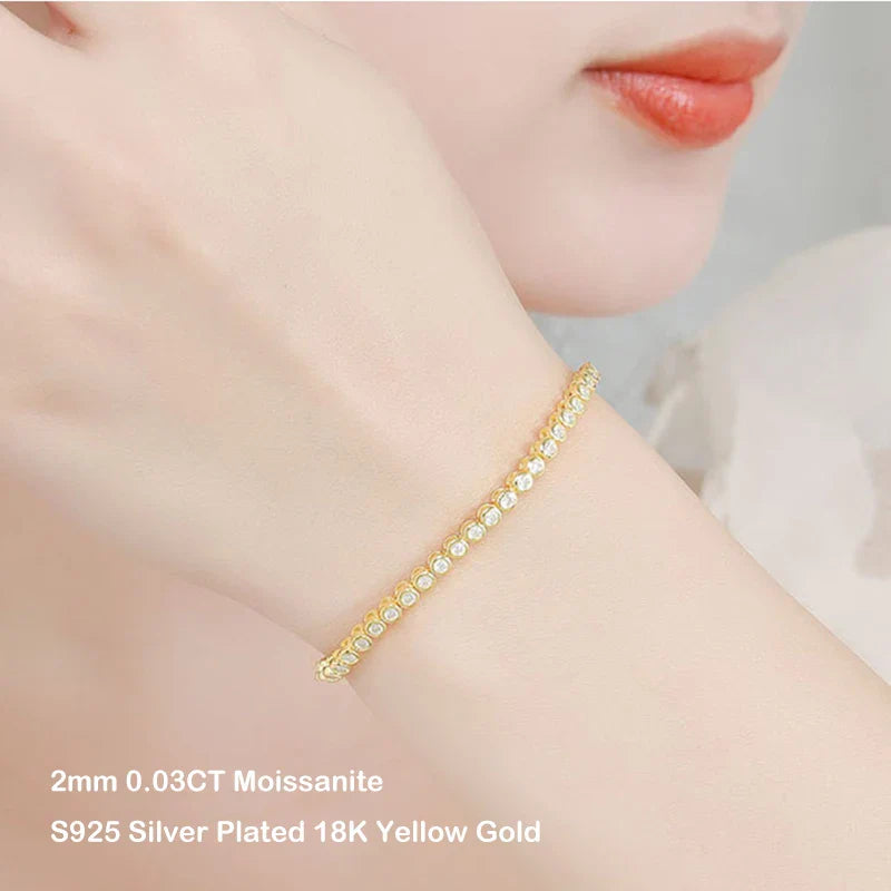 Luxury Bubble 2/3mm D Color Full Moissanite Tennis Necklace for Women S925 Silver Plated 18K Diamond Neck Chain Necklaces
