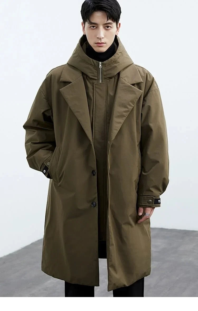 2024 Spring and Autumn New Fashion Solid Color Windproof Long Trench Coat Men's Casual Loose Large Size High Quality Coat M-5XL