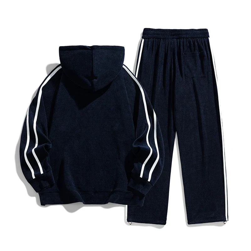 Big Size 8xl 7xl Corduroy Men's Tracksuit Set Black Hoodie Pants 2pcs Suits Autumn Winter Jacket Hooded Oversize Sportswear Man