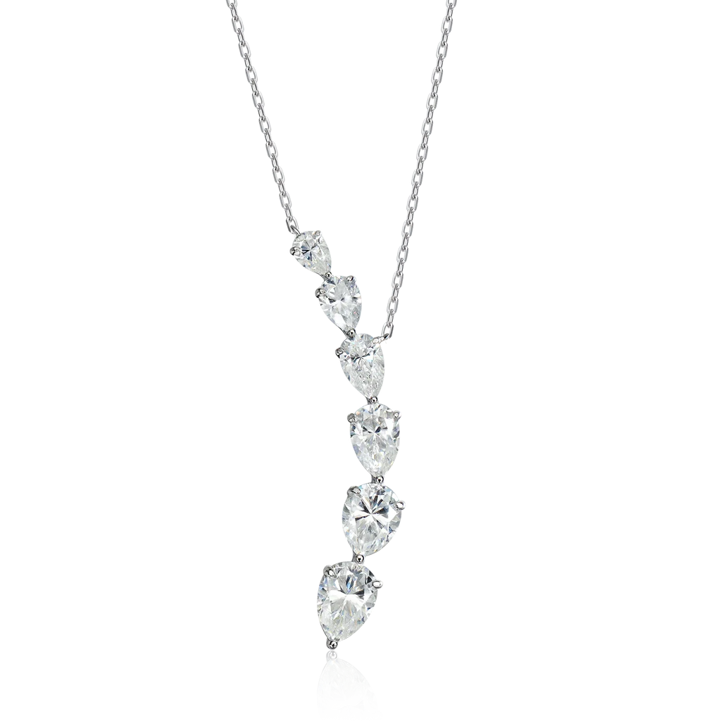 7.6ct Pear Cut Moissanite Pandent Necklaces for Women 925 Sterling Silver 18k Plated Gradient Gemstone Wedding Necklace