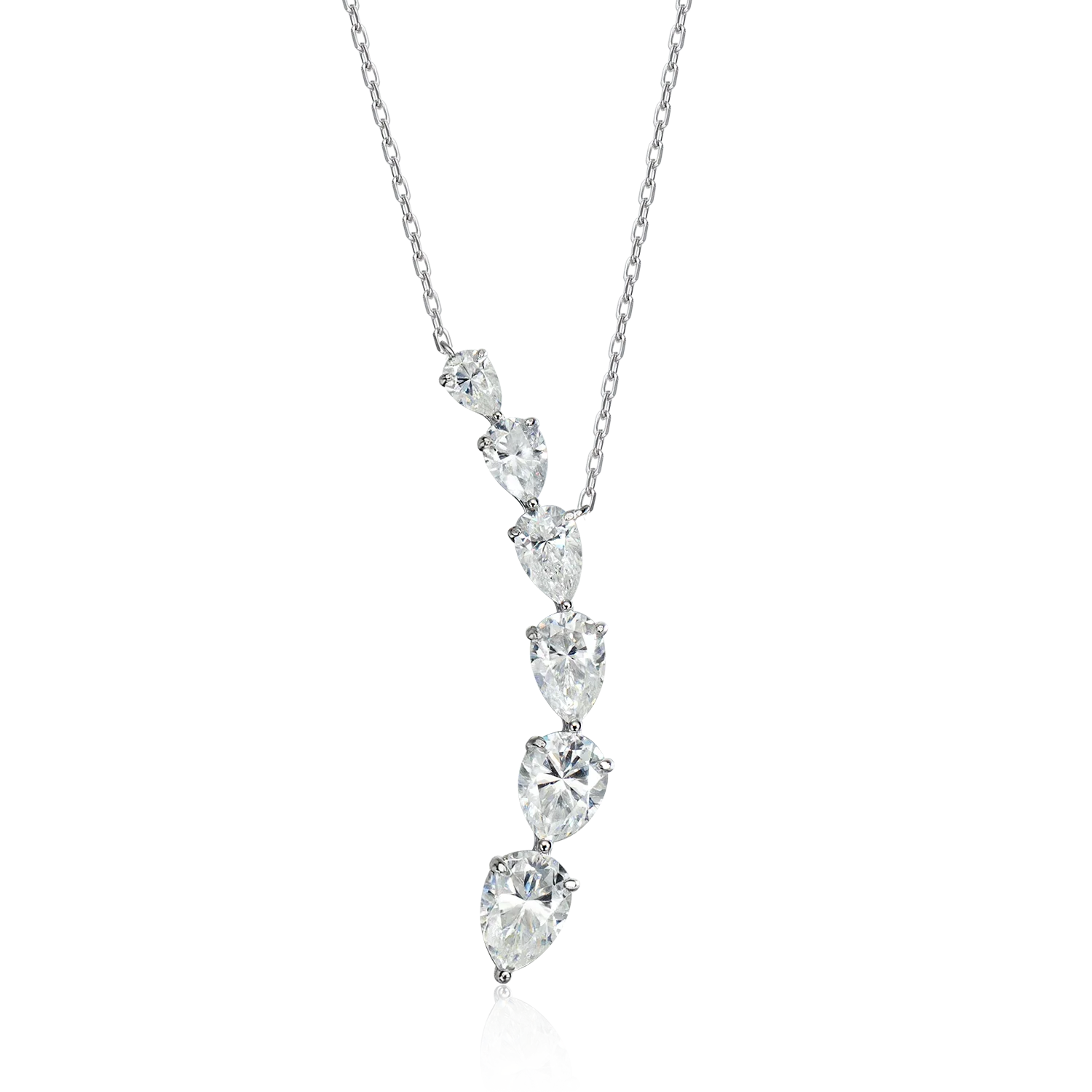 7.6ct Pear Cut Moissanite Pandent Necklaces for Women 925 Sterling Silver 18k Plated Gradient Gemstone Wedding Necklace