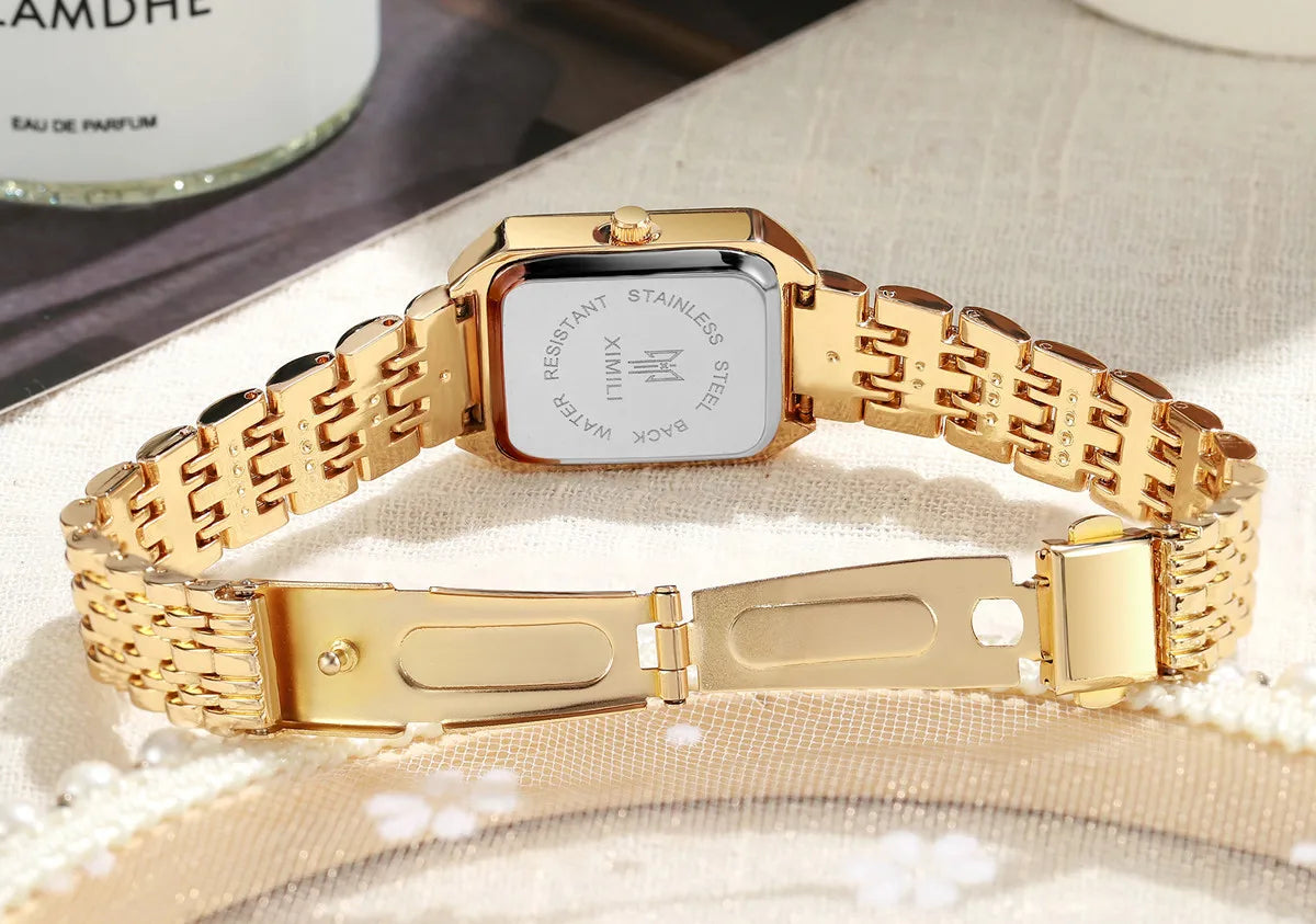 Fashion Rectangle Women Watches Ladies Stainless Steel Strap Quartz Wristwatches Reloj Mujer（Without Box）