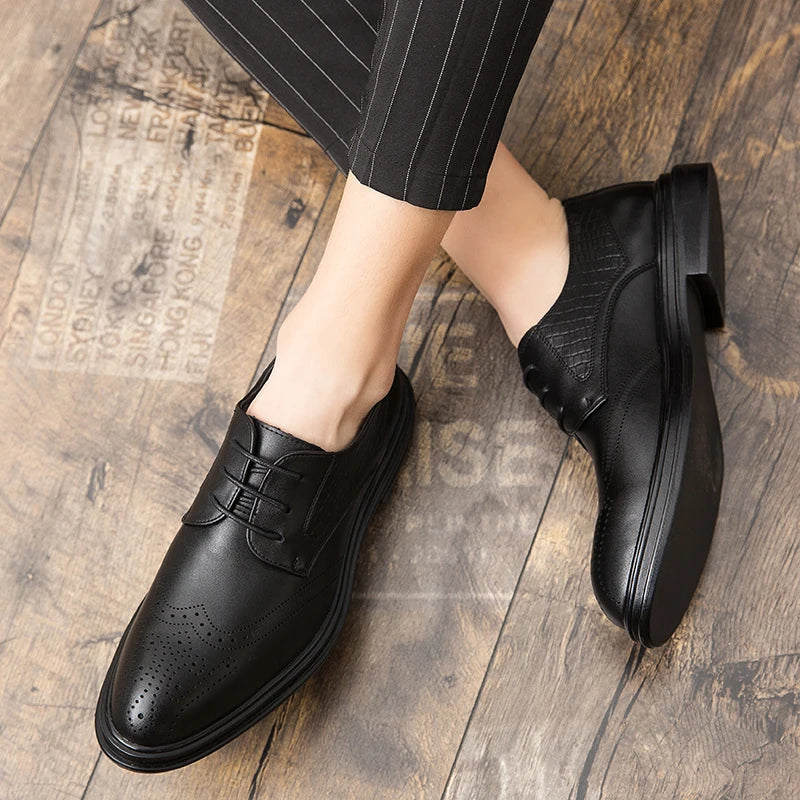 Men's Premium Leather Dress Shoes – Classic Lace-Up Formal Footwear for Business & Events