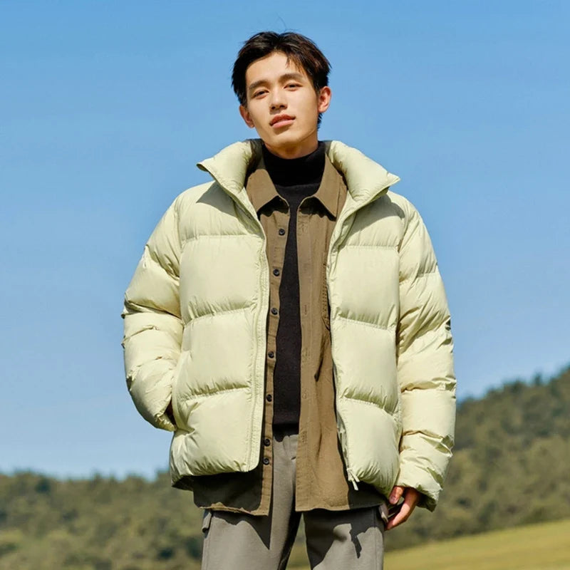 Down Jacket Men 2026 Winter New Thickened Short Coat Three-Proof Thermal Puffer Coat Couple Top Trendy Down Jacket