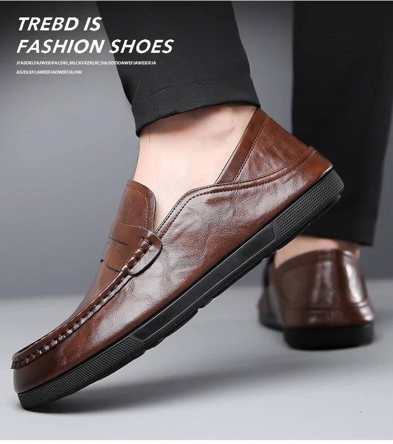 Genuine Leather Men Loafers Comfortable Mens Casual Shoes Luxury Brand Man Formal Dress Shoes Breathable Slip on Boat Shoes