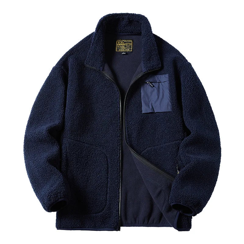 Men Thicken Fleece Padded Coat Berber Fleece Jackets For Men Vintage Stand Collar Polar Fleece Wintre Jacket Warm Tops 패딩