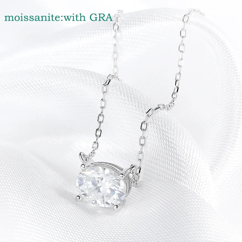 14K Plated 1-3CT Moissanite Necklaces Pendant Women Girls Birthday Gift Chain Lab Diamond Jewelry 925 Sterling Silver GRA