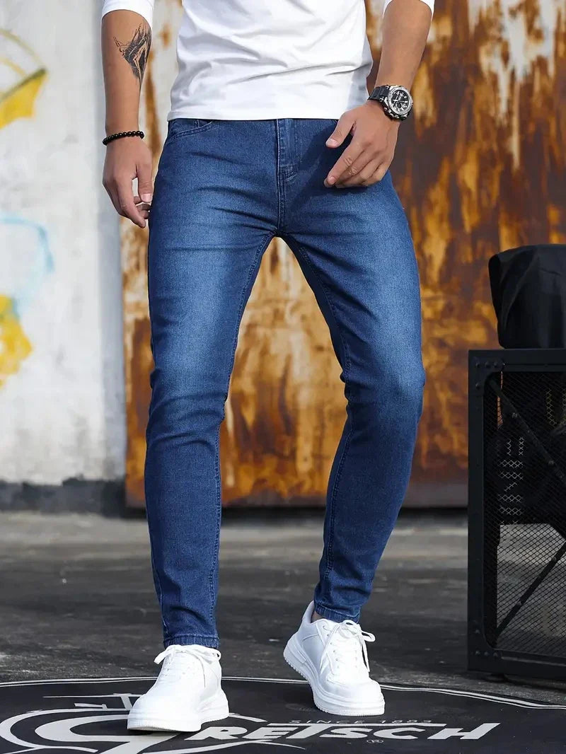 Fashion Casual Mens Stretch Skinny Jeans Male Slim Fit Pencil Denim Pants
