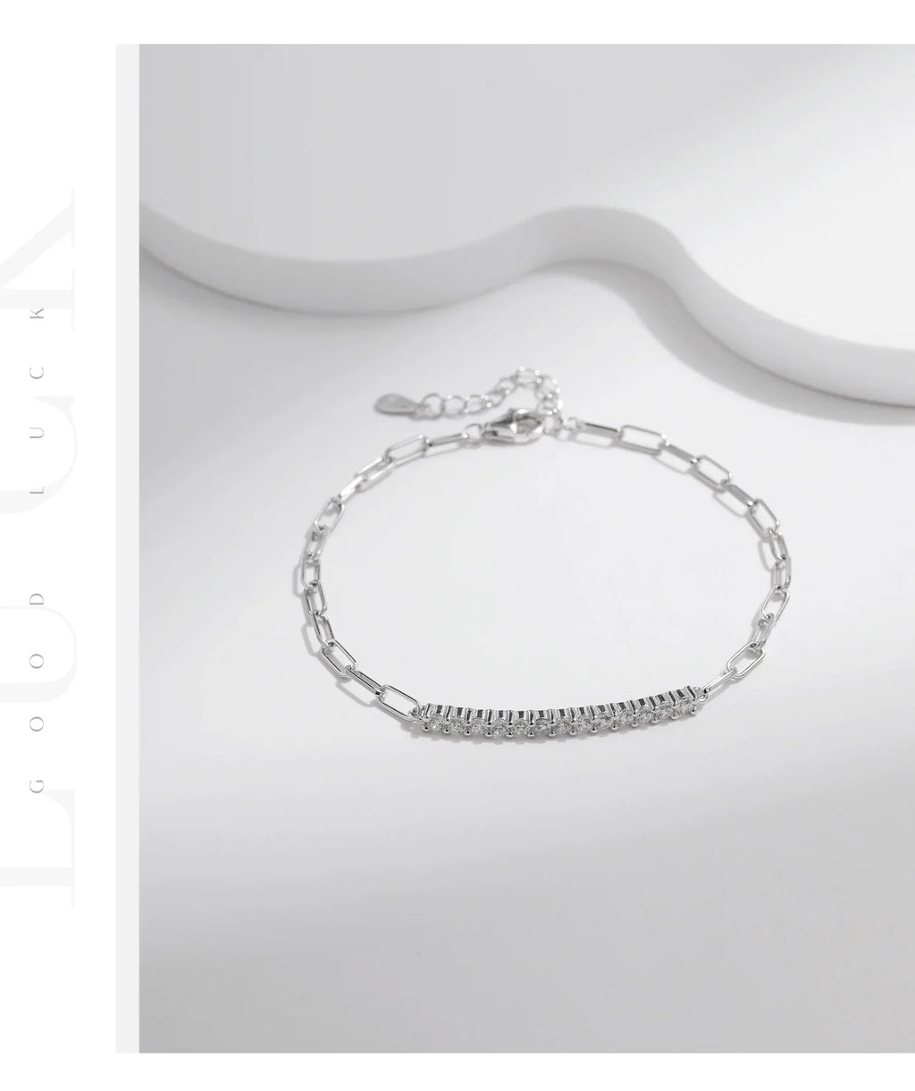 Sparkling D Color Moissanite Bracelet 925 Sterling Silver Lock Stackable Trendy Bracelets For Women Jewelry With Gift Box