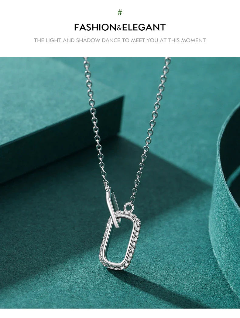 Romantic Lock Design Sparkling Clear CZ Necklace 925 Sterling Silver Chain Necklace For Women Fine Jewelry Wedding Gift