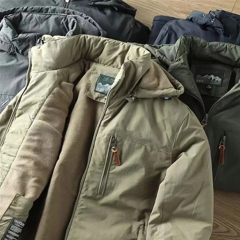 Autumn And Winter Padded And Thickened Outdoor Punching Jacket Casual Warm Tactical Plus Size Jacket Solid Colour Men's Clothing