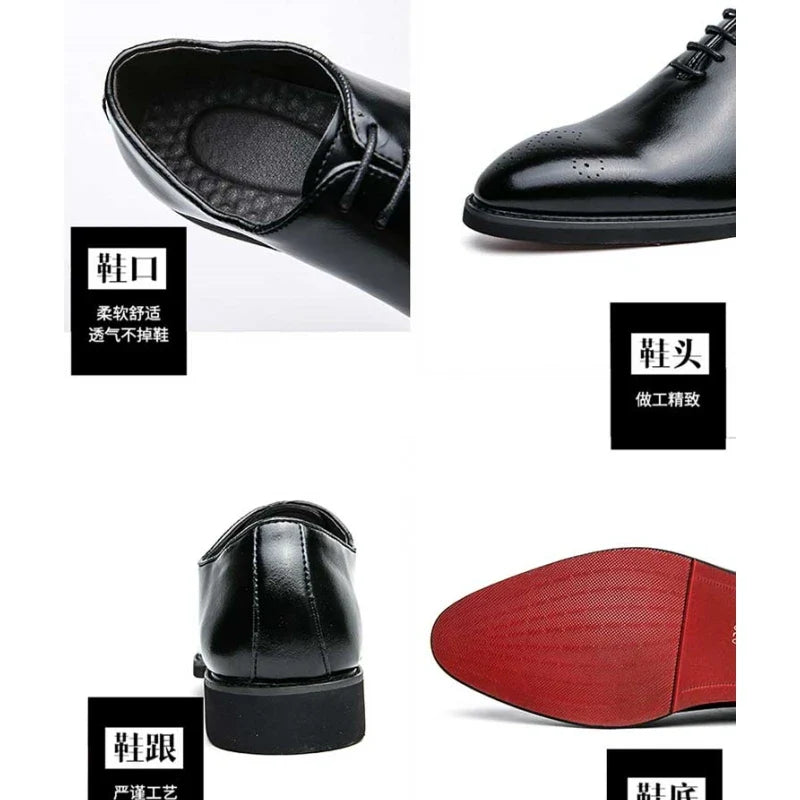 Men's Red Sole Brogue Dress Shoes – Classic Wingtip Formal Leather Footwear
