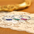 S925 Silver Ruby Women Ring Sapphire Men's Ring Minimalist Graduated Emerald Stackable Band May Birthstone Jewelry Gift