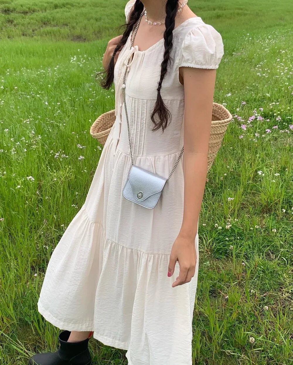 Spring 2025 Chic A-Line Dr Korean Sle Long Svel Women's Faionable Gown Ele Personali Commute Suitable Dr