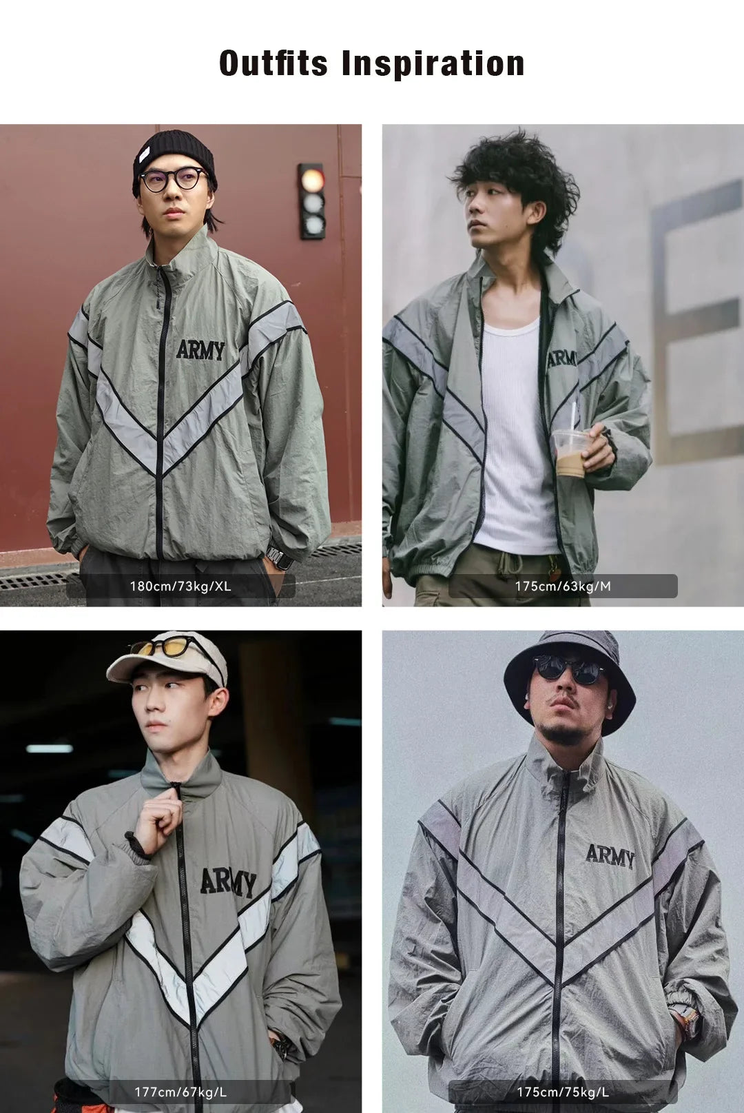 ARMY Reflective Hooded Contrasting Color Bomber Jacket Sports Quick-drying Jacket Loose IPFU Training Suit for Men's Daily