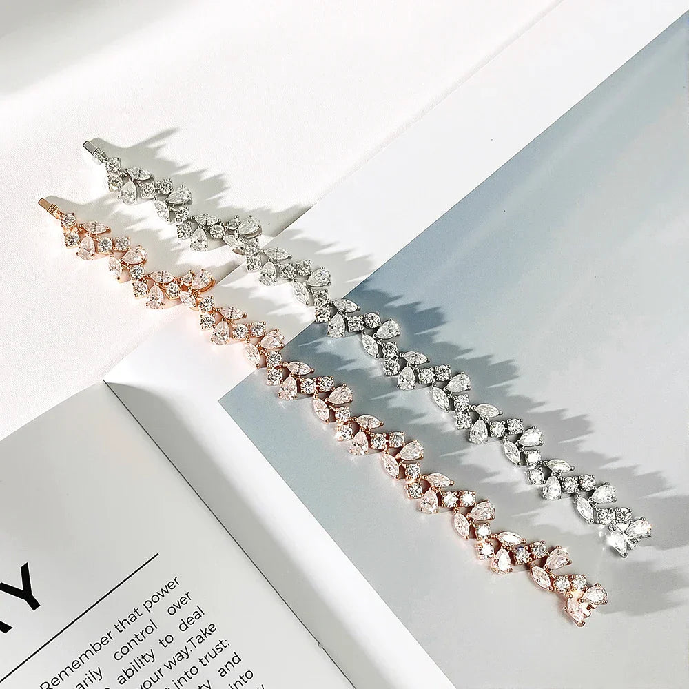 Marquise/Pear/Round Cut Full Moissanite Diamond Bracelets for Women 925 Silver Luxury Bridal Wedding Bracelet With Certificate