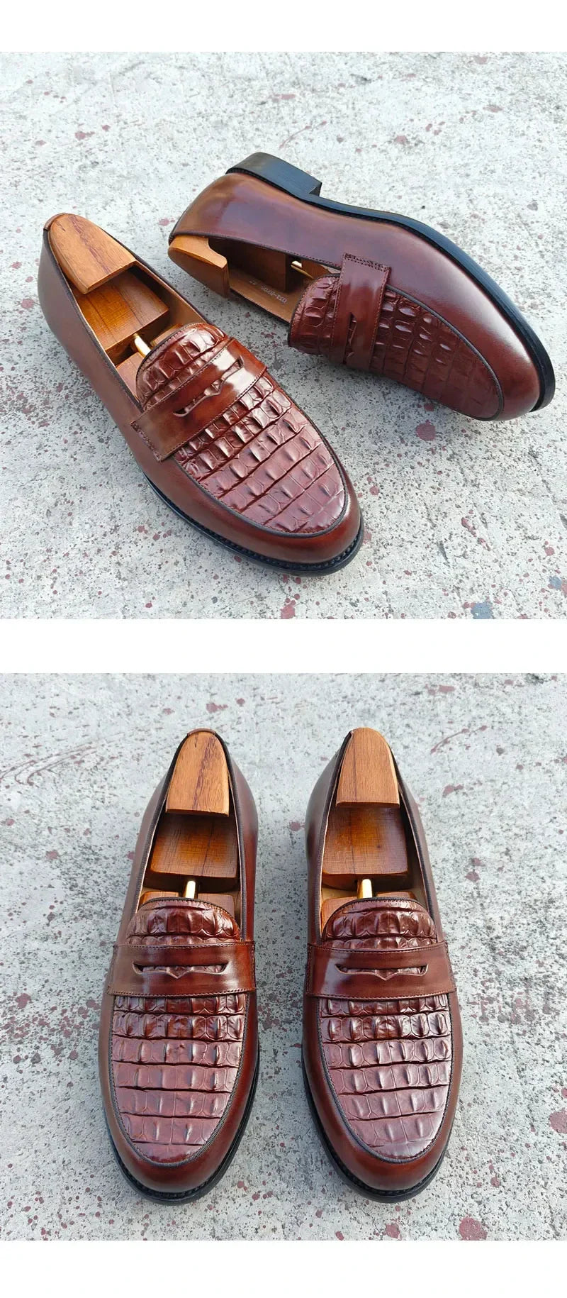 Men Loafers Slip-On Shoes Genuine Crocodile Print Leather Handmade Business Casual Driving Footwear Comfortable Loafers for Men