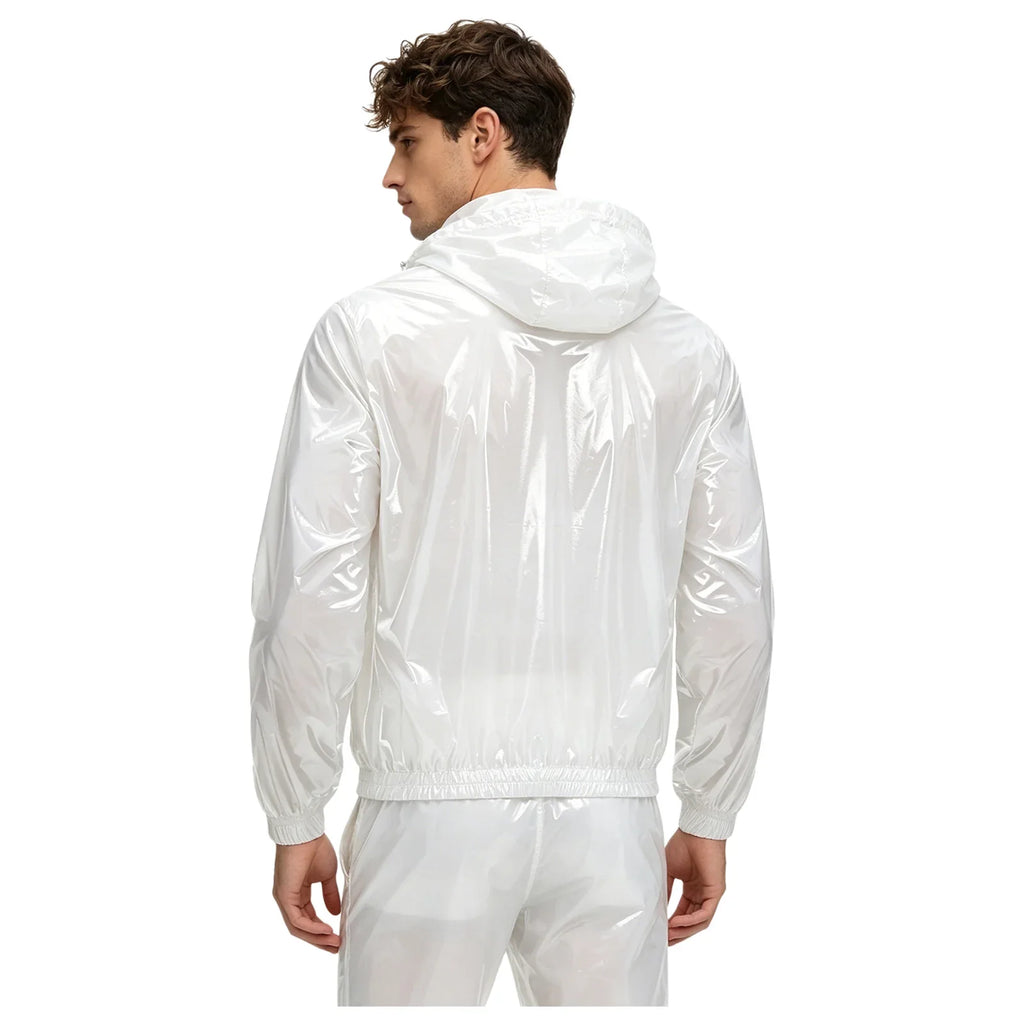 Mens Waterproof Hooded Jacket Tops Breathable Raincoat Waterproof Windproof Outdoor Biking Fishing Jacket Hood Outerwear