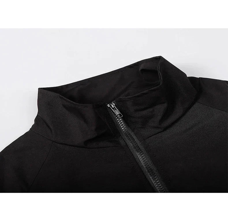 Reflective Striped Men's Jacket 2026 Hip Hop Streetwear Coats Zipper Up Jacket Windbreaker Harajuku Thin Coats Sports Black Blue