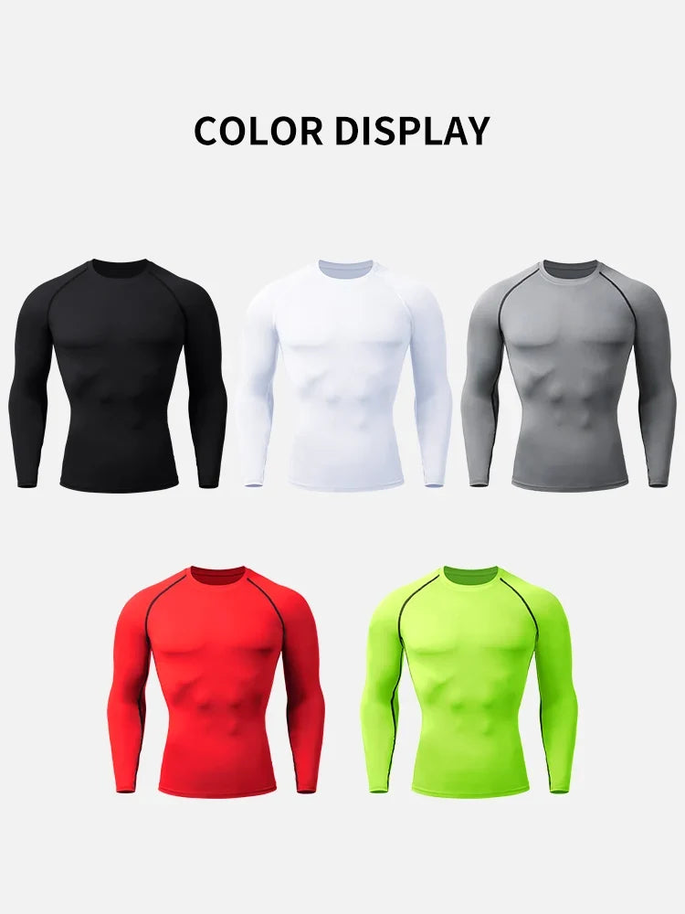 Compression Shirts Men's Rashguard Quick Dry Gym Fitness Shirts Spring Beach Surfing Athletic Sport Running Workout Tops Tees