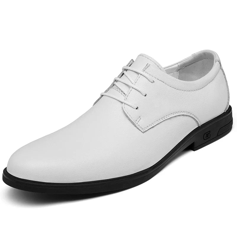 2024 Man Cow Leather Shoes Rubber Sole Casual Men's Shoes Formal Office Business Dress Genuine Leather Oxfords Wedding Shoes