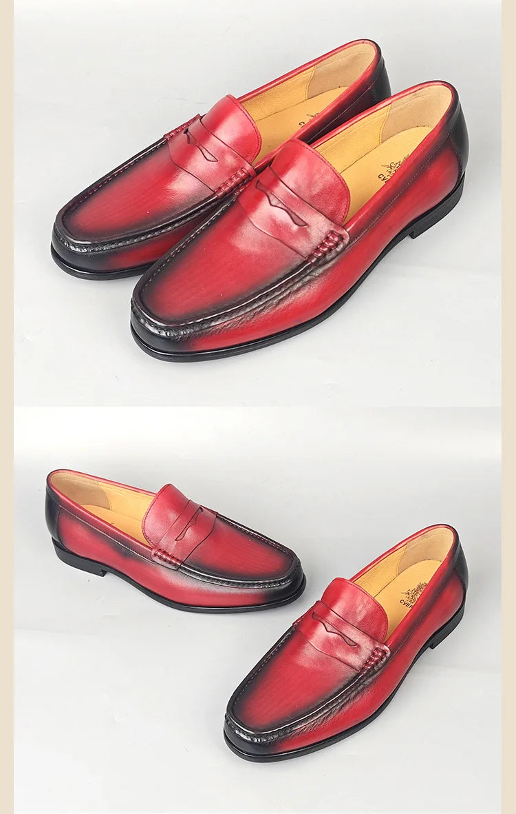 Classic Men Penny Loafers Genuine Leather Slip On Casual Formal Dress Shoes Mens Wedding Party Office Moccasins Shoes