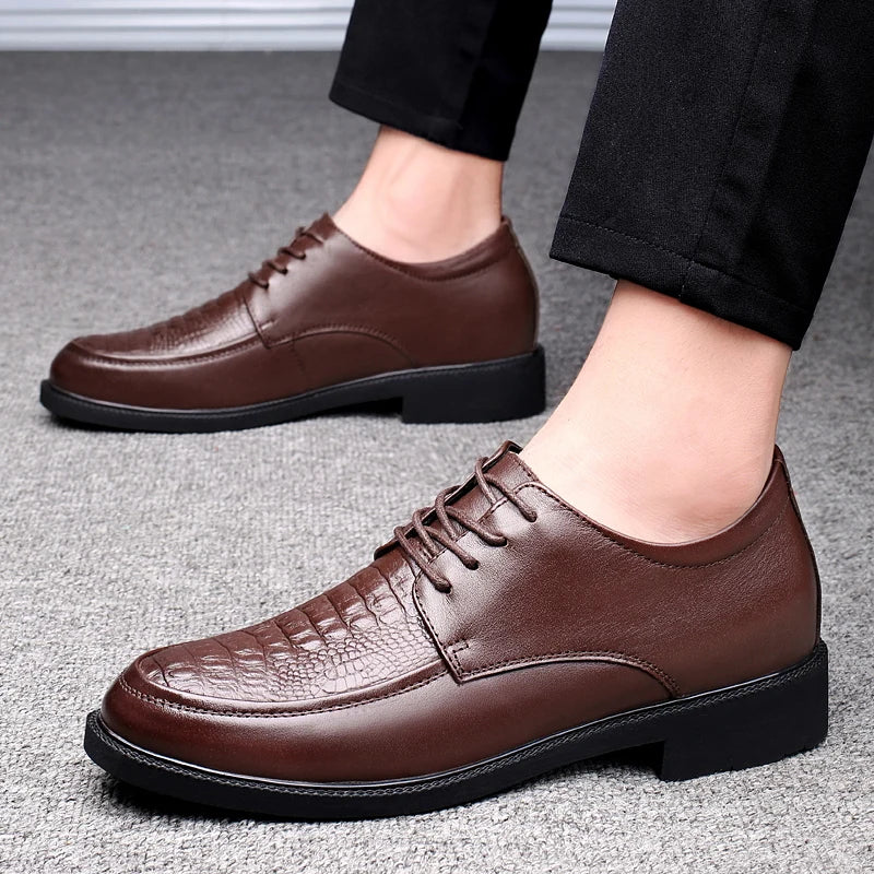 Luxury Brand Men Casual Flats Genuine Leather Business Oxford Shoes Antiskid Gentleman Shoes Crocodile Pattern Formal Dress Shoe