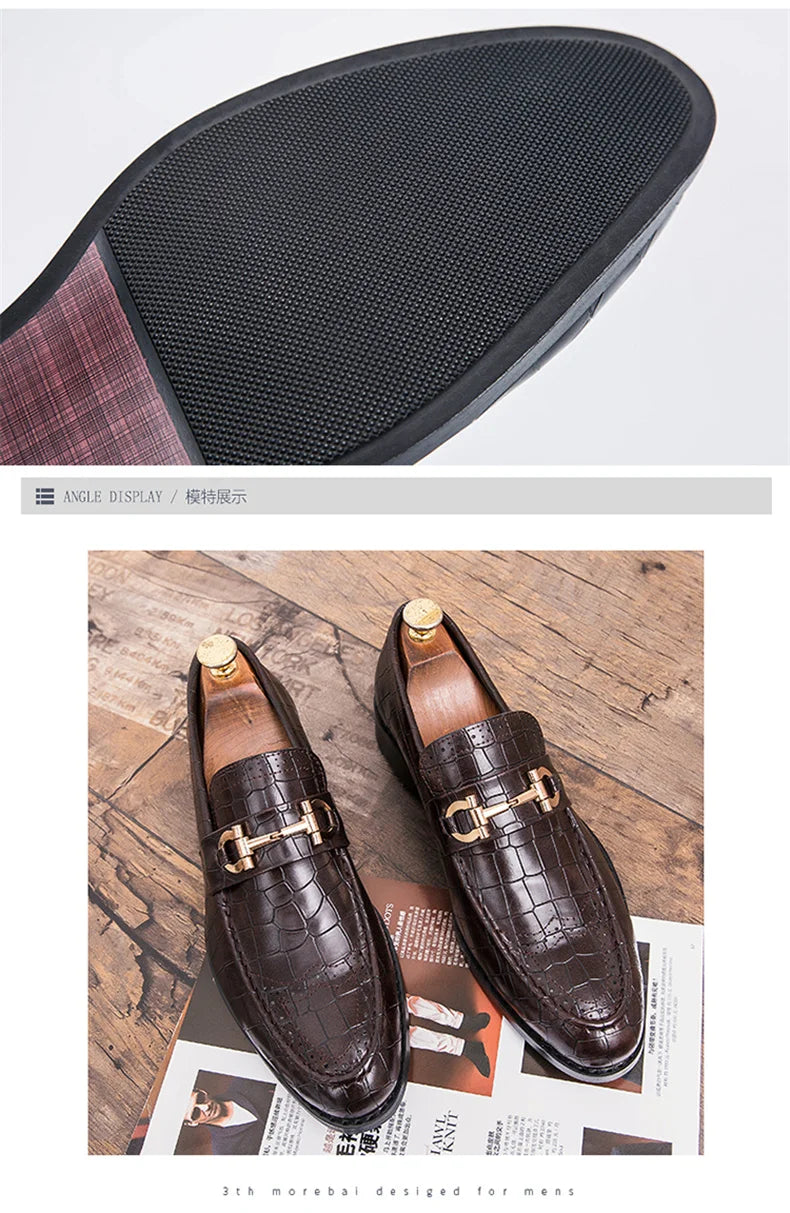 Classic Social Leather Shoes For Men Leather Loafers Wedding Casual Business Brogues Shoes Men Office Leather Men's Dress Shoes