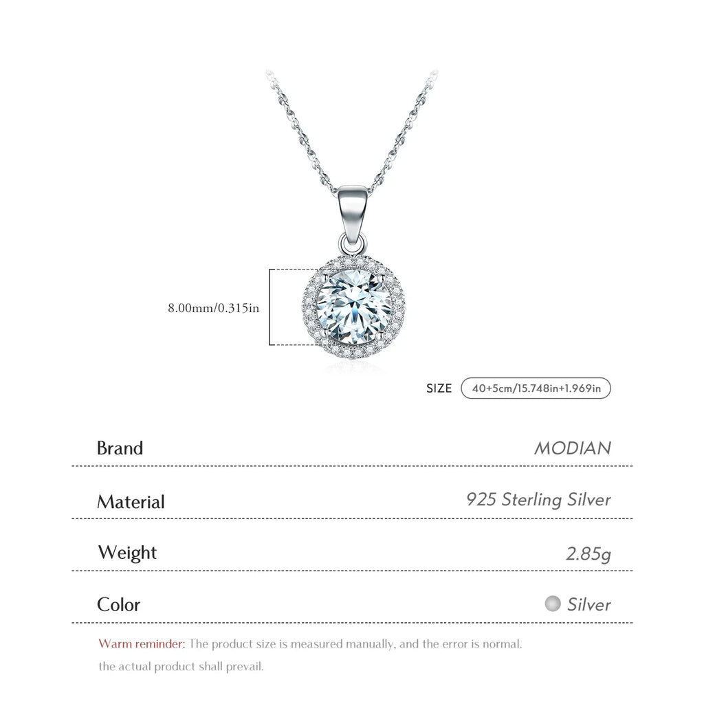Genuine 925 Sterling Silver Luxury Chain Brand Necklace with 2.0Ct AAAAA Level Zircon Necklaces Gift Jewelry for women