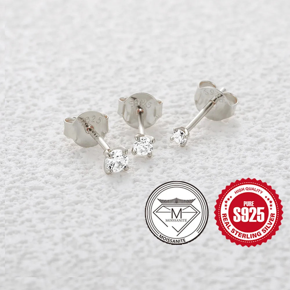 0.5-1.2 Carat D Color Moissanite Ear Stud Earrings For Women 925 Sterling Silver Sparkling Piercing Earring Fine Jewelry