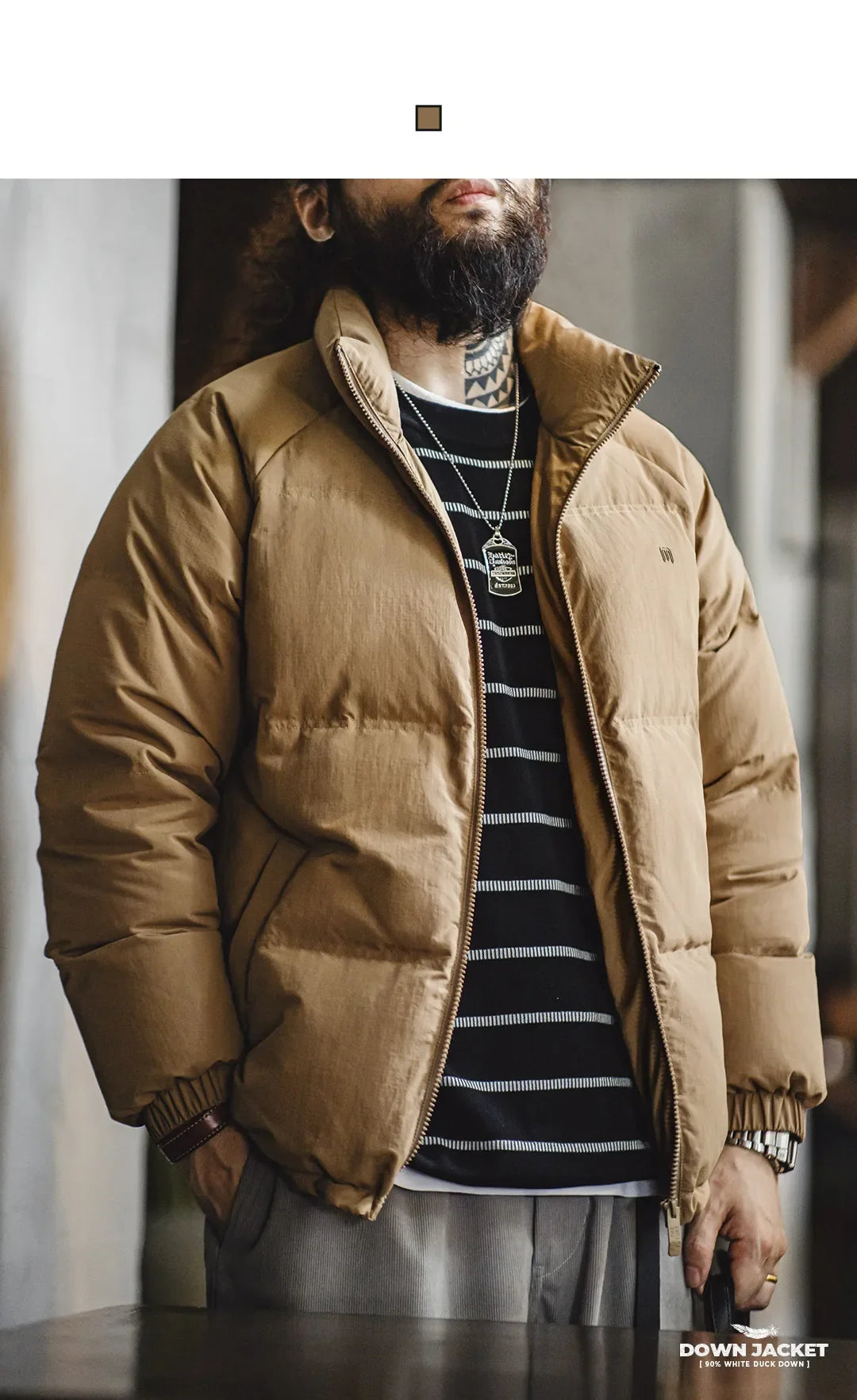 Winter Down Jacket for Men White Duck Down Filling Outdoor 4-Grade Waterproof Stand-up Collar Coat Thickened Warm Jacket