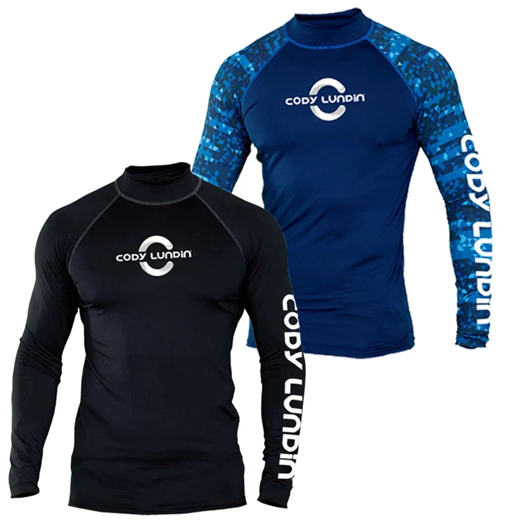 Surfing Swimming Diving T-Shirts Tight Long Sleeve Rash Guard Swimwear Men's UV Protection Surf Clothing Beach Floatsuit Tops