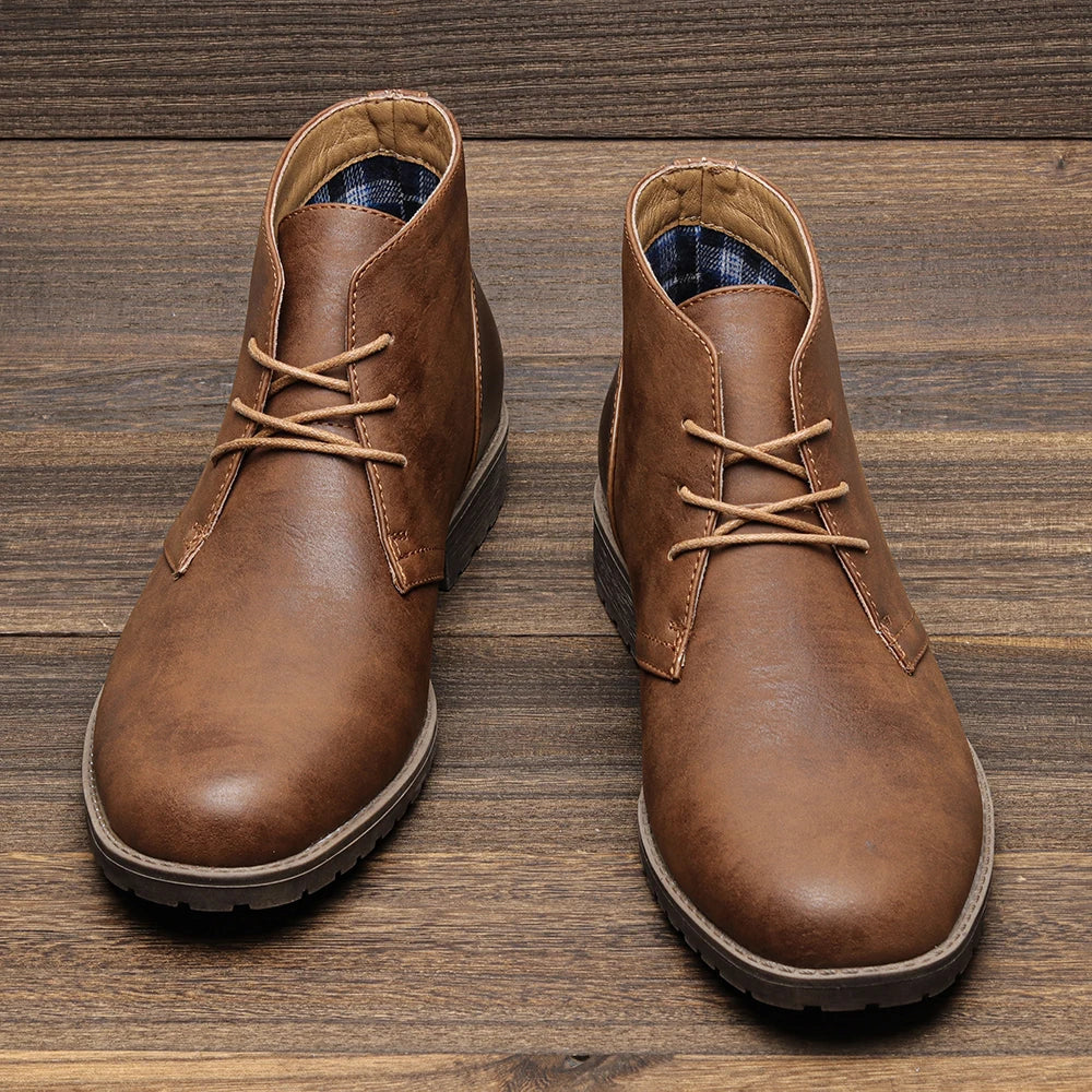 Retro American Style Men Desert Boots Ankle Boots Vintage Casual Leather Boots for Men