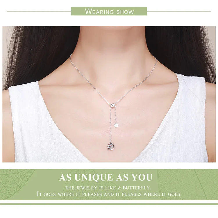 Genuine 925 Sterling Silver Tree of Life & House Letter Link Chain Necklaces & Pendants Authentic Silver Jewelry SCN106