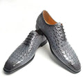 Deluxe Leather Shoes Crocodile Pattern Lace Up Wedding Shoes for Men Business Casual Leather Shoes Round Toe Height Increasing