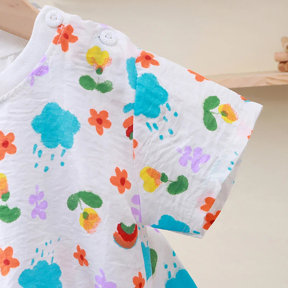 Soft Kids 2-Piece Set Breathable Short Sleeve Shorts