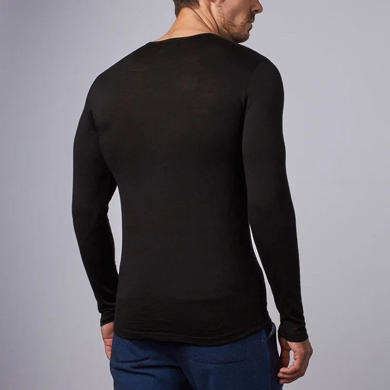 100% Merino Wool men long sleeve T Shirt Thermal Base Laye Wool Shirt 200gsm Wicking Breathable Anti-Odor