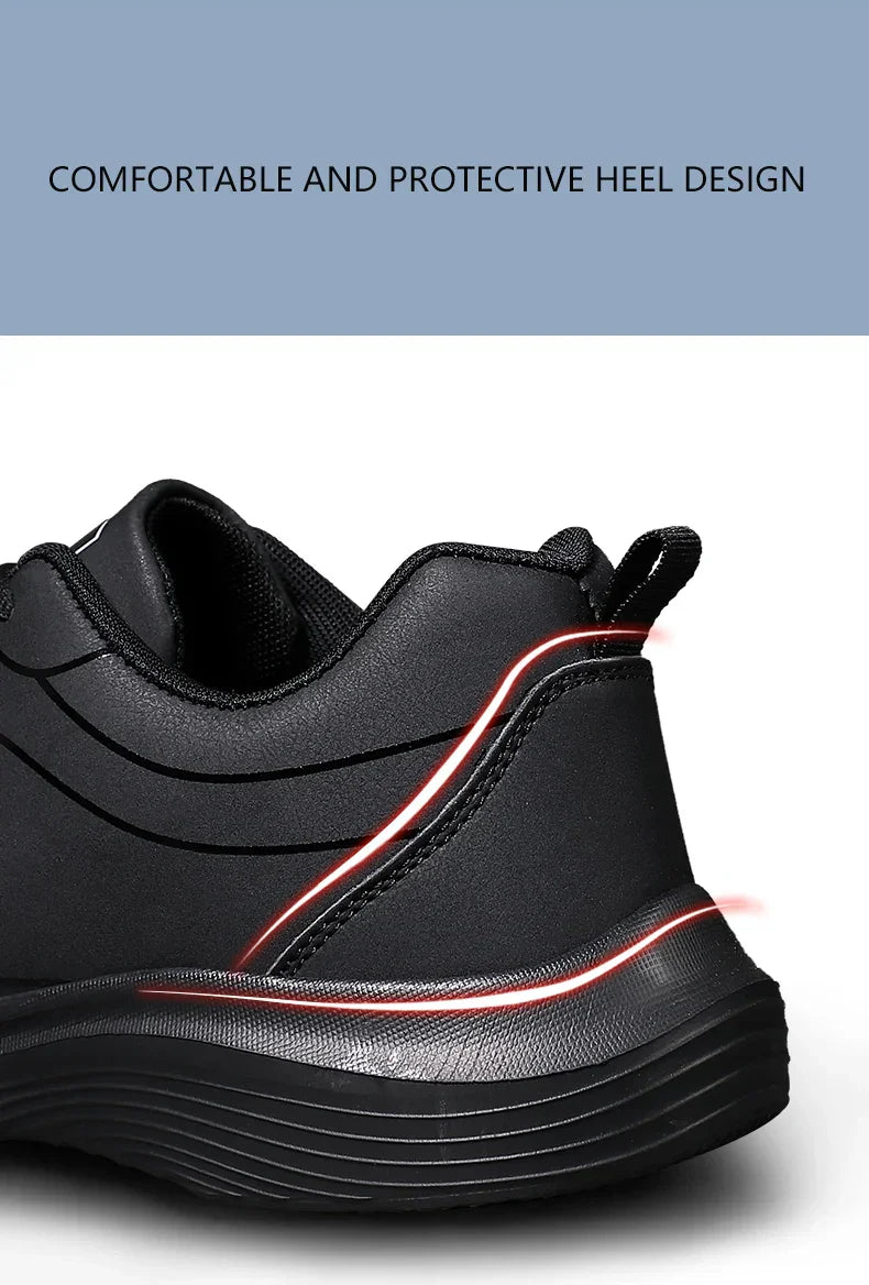 2025 New Lightweight Men Casual Leather Sneakers Non-slip Breathable Male Outdoor Running Shoes Lace Up Soft Sport Shoes