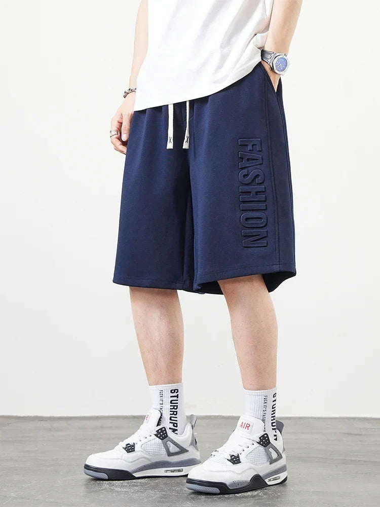 Men's Shorts Summer Clothes Fashion Letter Printed Casual Sweatpants Solid Color Loose Cotton Short Pants Male Straight Shorts