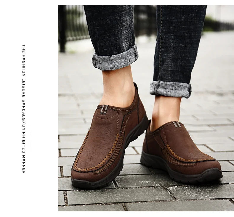 Men Casual Shoes Breathable Loafers Sneakers Fashion Comfortable Flat Handmade Retro Leisure Loafers Shoes Men Shoes