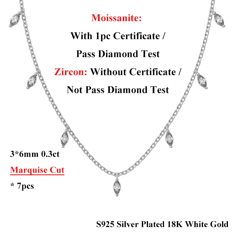 Dainty Full Marquise Pear Cut Moissanite Pendant Necklaces Women s925 Silver All Lab Diamond Stacking Party Neck Chain Gift