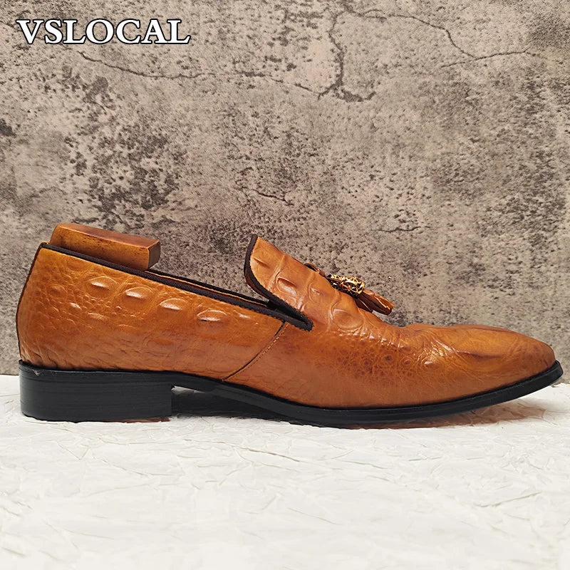 Luxury Men's Loafers Shoes Black Brown Tassel Loafers Slip On Casual Mens Dress Shoes Wedding Office Leather Shoes Men