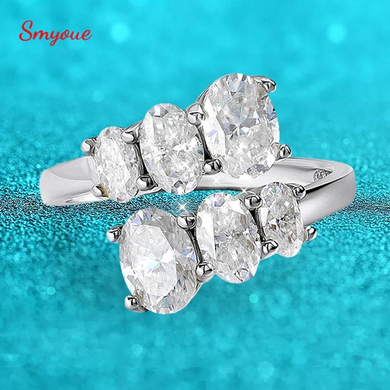 3.6CTTW Certified Full Moissanite Wedding Rings for Women Sparkling Bride Lab Diamond Band Pure 925 Silver Plated 18K