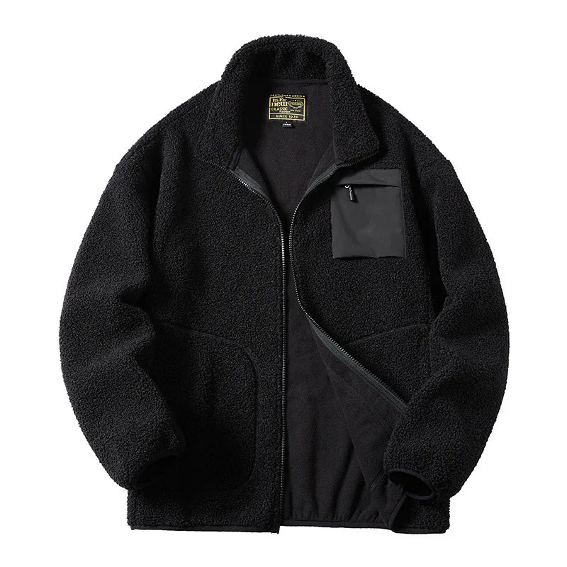 Men Thicken Fleece Padded Coat Berber Fleece Jackets For Men Vintage Stand Collar Polar Fleece Wintre Jacket Warm Tops 패딩