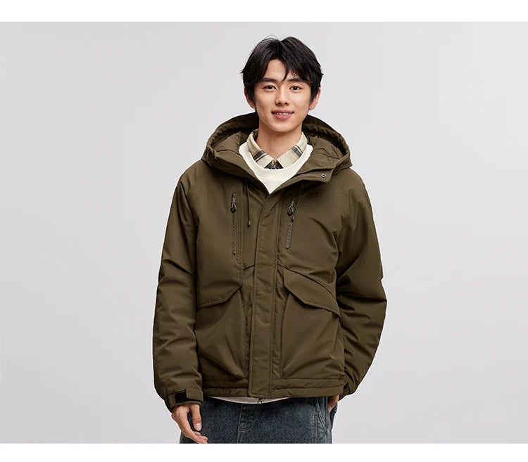 Cotton-Padded Jacket Men 2024 Winter Waterproof, Oil-Resistant, Stain-Resistant and Windproof Outerwear Loose