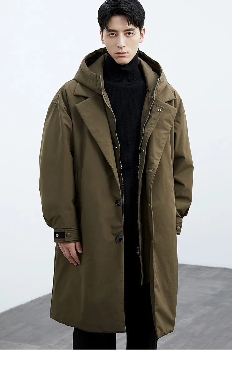 2024 Spring and Autumn New Fashion Solid Color Windproof Long Trench Coat Men's Casual Loose Large Size High Quality Coat M-5XL